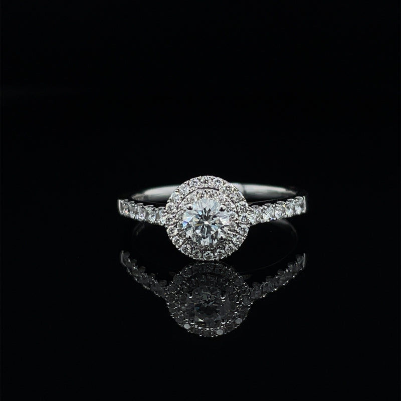 Round Shape Double Halo Diamond Ring