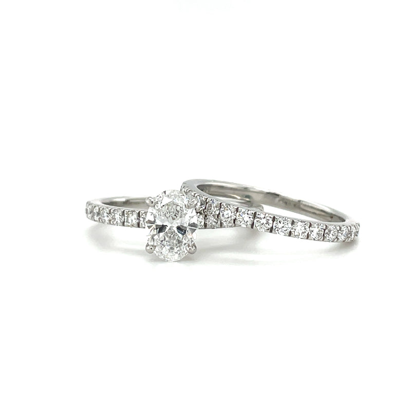 NATURAL OVAL SOLITAIRE DIAMOND ENGAGEMENT RING & MATCHING WEDDING BAND - 1.60CT