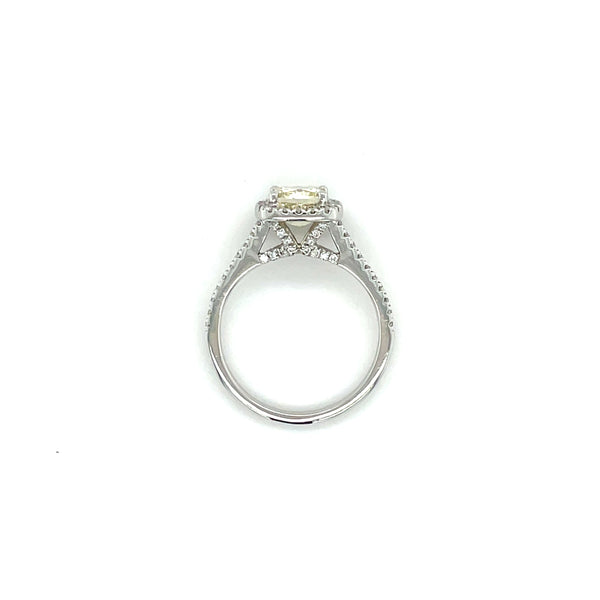 Natural Yellow Diamond Cushion Halo Engagement Ring - 1.26cts