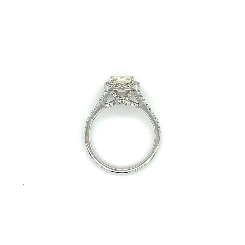Natural Yellow Diamond Cushion Halo Engagement Ring - 1.26cts