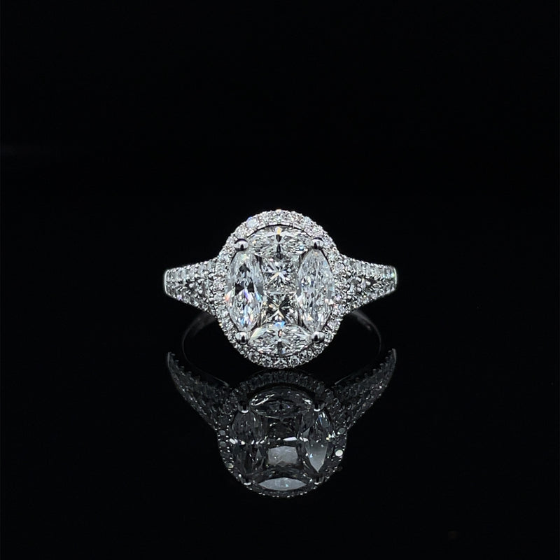 Oval Cut Single Halo Diamond Ring