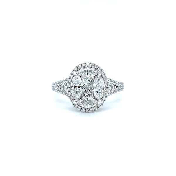Oval Cut Single Halo Diamond Ring