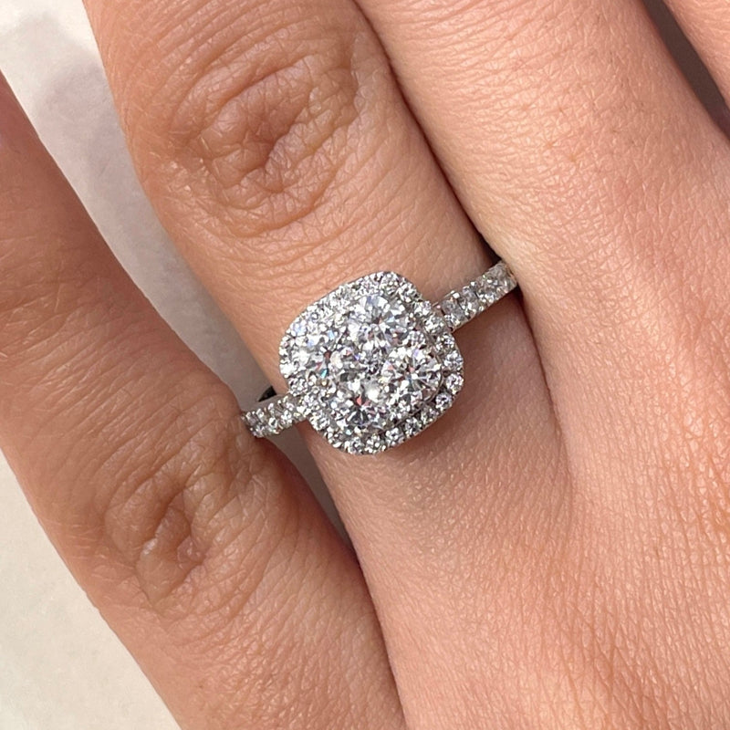 Cushion Shape Single Halo Diamond Ring