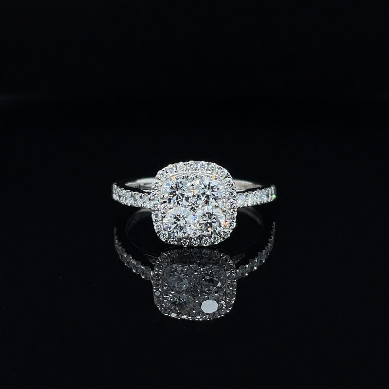 Cushion Shape Single Halo Diamond Ring