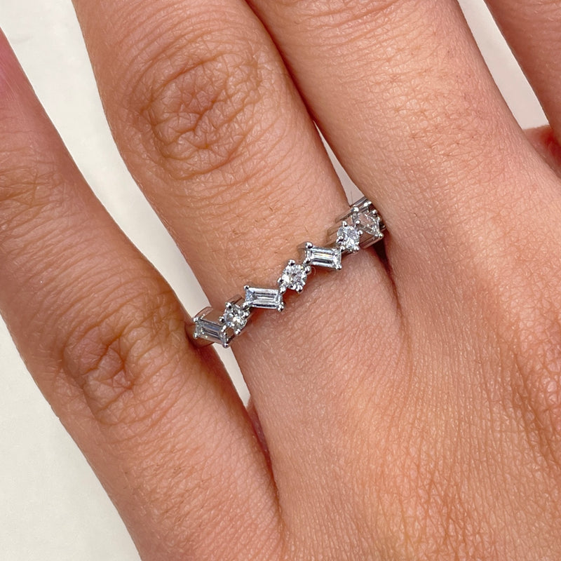 Baguette & Round Diamond Eternity Band