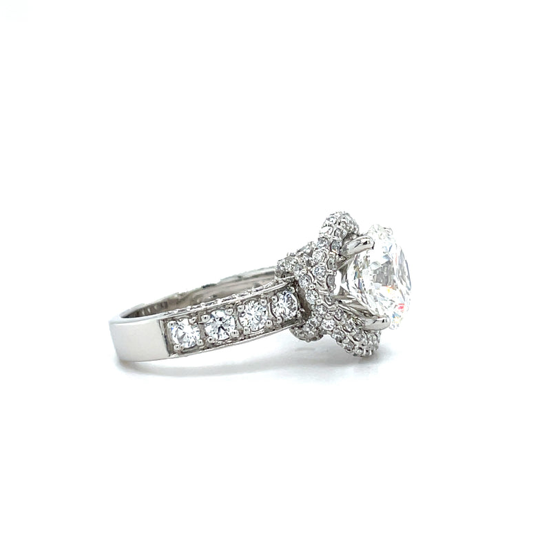 Lab Grown Round Brilliant Cut Cross Over Engagement Ring -1.50ct+