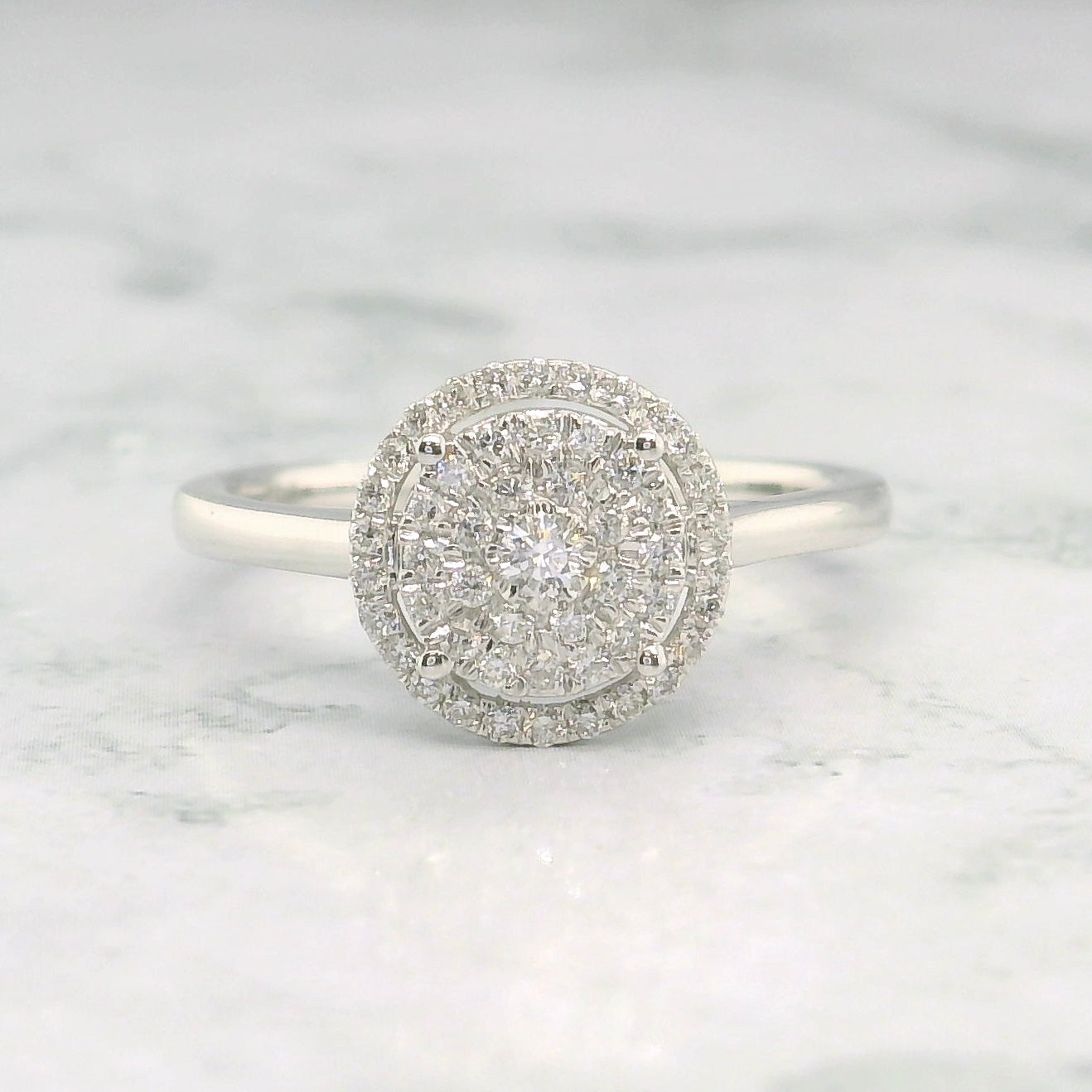 Round Shape Single Halo Plain Band Diamond Engagement Ring Taj Jewels UK