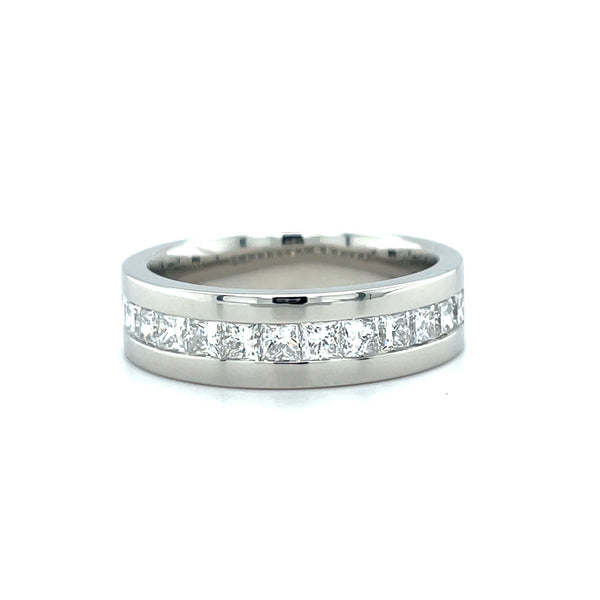 Men's Wedding Band Channel Set With Princess Cut Diamonds