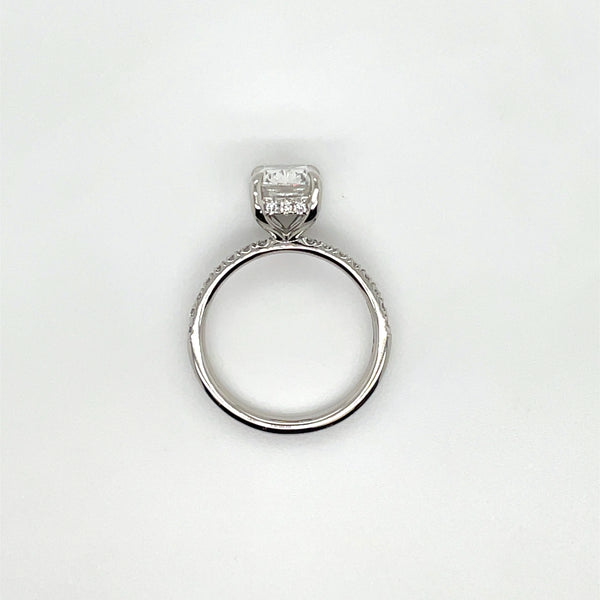 Lab Grown Elongated Cushion Hidden Halo Ring -1ct+