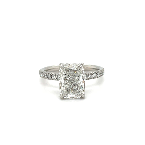 Lab Grown Elongated Cushion Hidden Halo Ring -1ct+