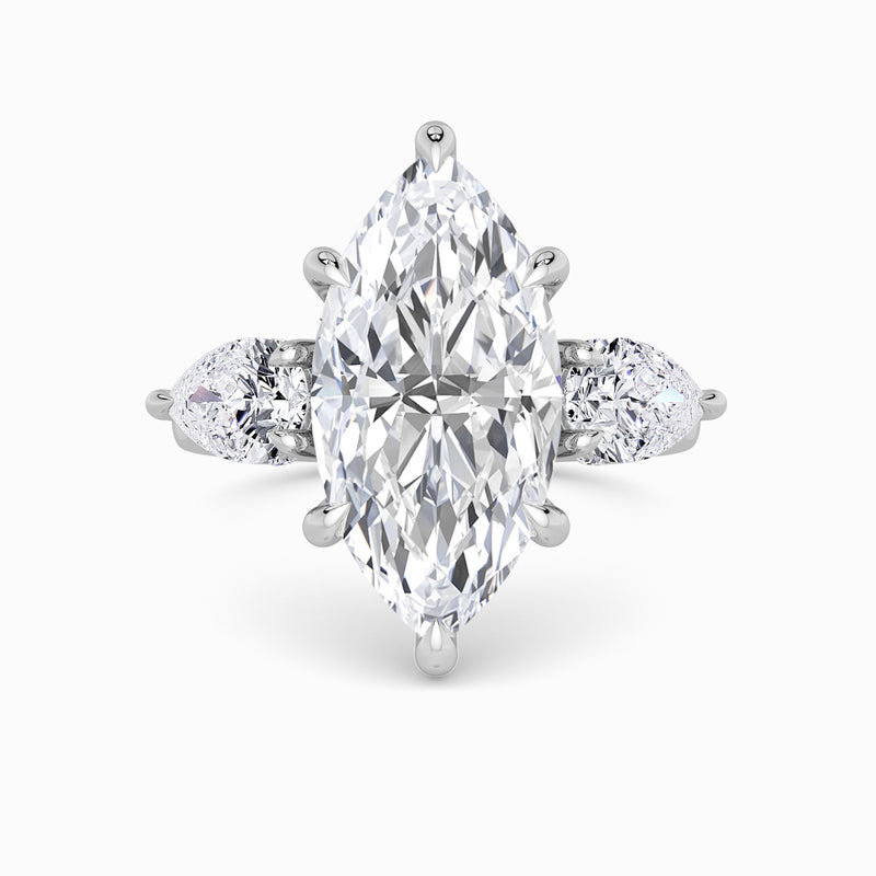 Lab Grown Marquise Brilliant Cut Trilogy Engagement Ring -1.50ct+