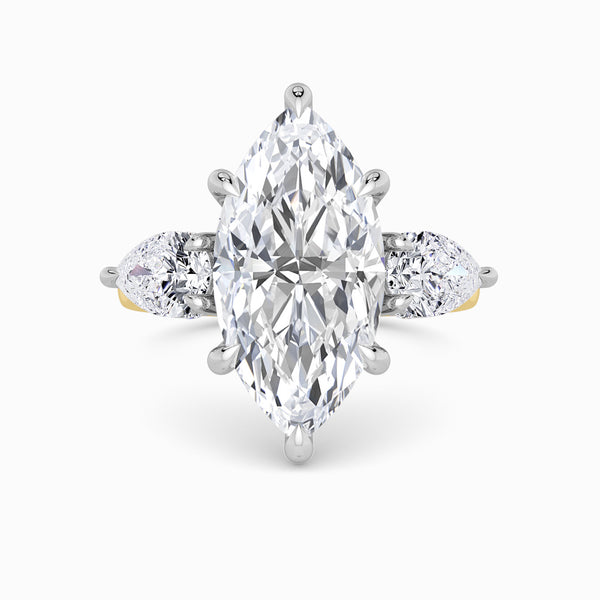 Lab Grown Marquise Brilliant Cut Trilogy Engagement Ring -1.50ct+