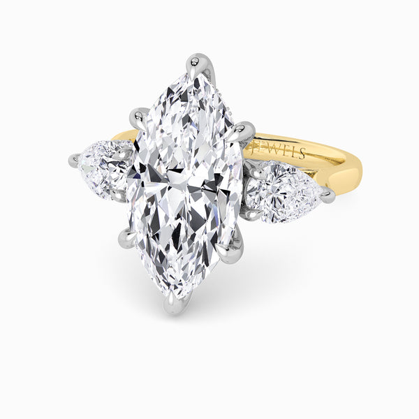 Lab Grown Marquise Brilliant Cut Trilogy Engagement Ring -1.50ct+