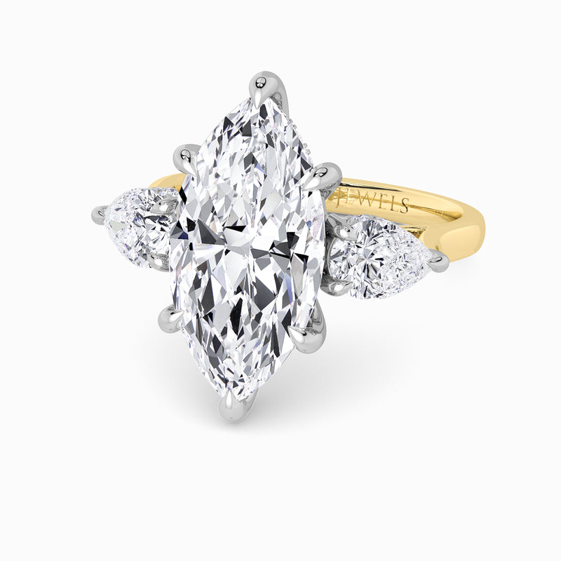 Lab Grown Marquise Brilliant Cut Trilogy Engagement Ring -1.50ct+