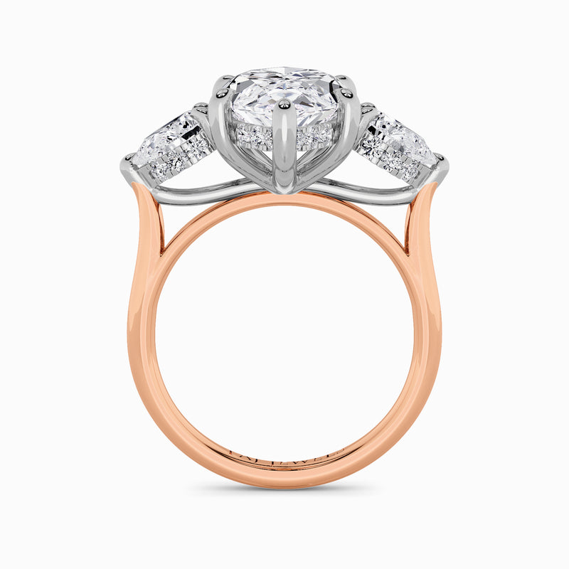 Lab Grown Marquise Brilliant Cut Trilogy Engagement Ring -1.50ct+