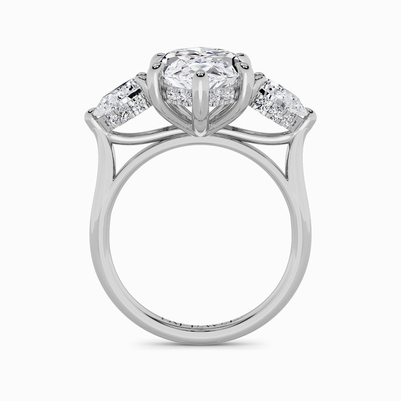 Lab Grown Marquise Brilliant Cut Trilogy Engagement Ring -1.50ct+
