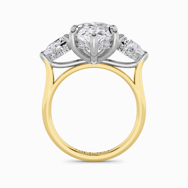 Lab Grown Marquise Brilliant Cut Trilogy Engagement Ring -1.50ct+