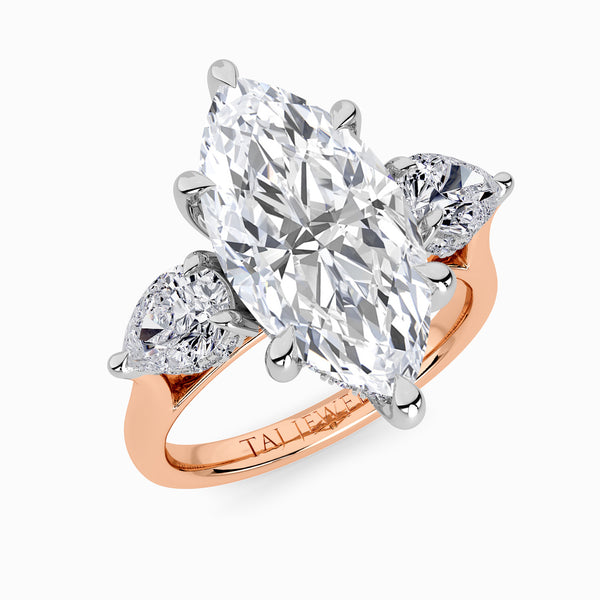 Lab Grown Marquise Brilliant Cut Trilogy Engagement Ring -1.50ct+