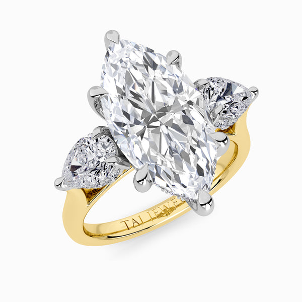 Lab Grown Marquise Brilliant Cut Trilogy Engagement Ring -1.50ct+