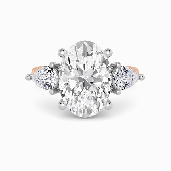 Lab Grown Oval Brilliant Cut Trilogy Engagement Ring -1.50ct+