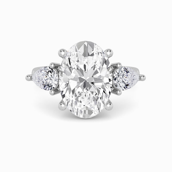 Lab Grown Oval Brilliant Cut Trilogy Engagement Ring -1.50ct+