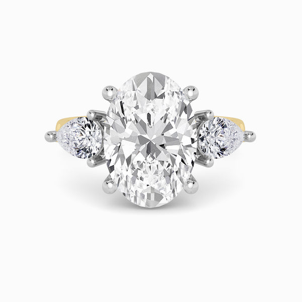 Lab Grown Oval Brilliant Cut Trilogy Engagement Ring -1.50ct+