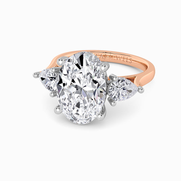 Lab Grown Oval Brilliant Cut Trilogy Engagement Ring -1.50ct+