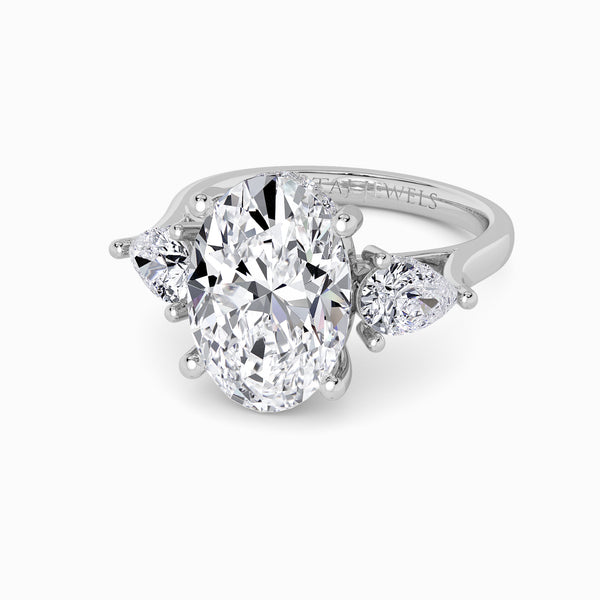 Lab Grown Oval Brilliant Cut Trilogy Engagement Ring -1.50ct+