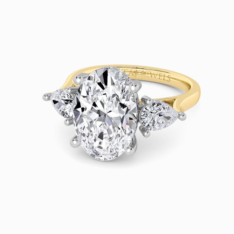 Lab Grown Oval Brilliant Cut Trilogy Engagement Ring -1.50ct+