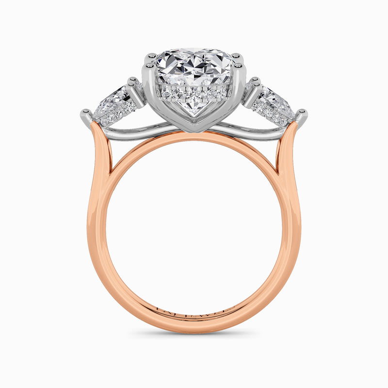 Lab Grown Oval Brilliant Cut Trilogy Engagement Ring -1.50ct+