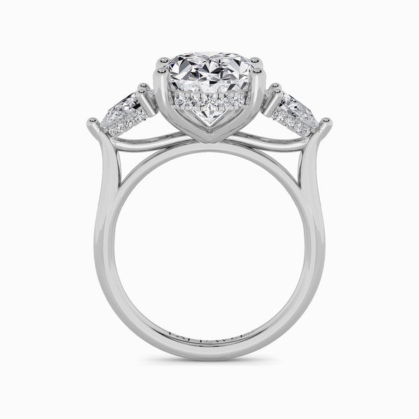 Lab Grown Oval Brilliant Cut Trilogy Engagement Ring -1.50ct+