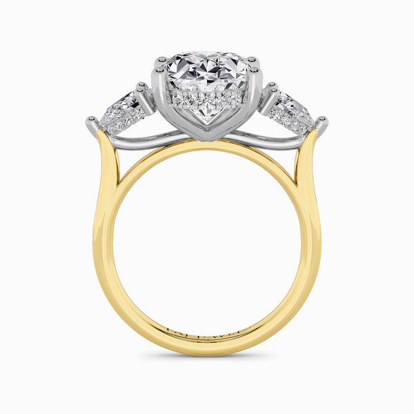 Lab Grown Oval Brilliant Cut Trilogy Engagement Ring -1.50ct+