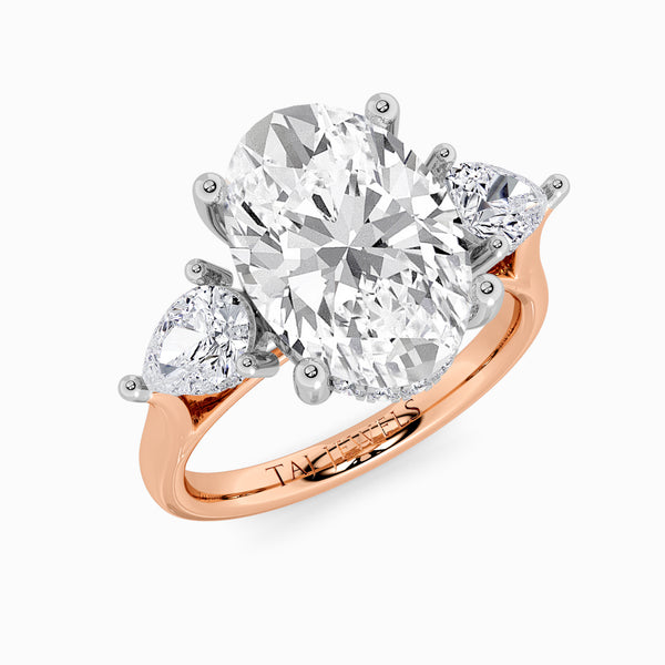 Lab Grown Oval Brilliant Cut Trilogy Engagement Ring -1.50ct+