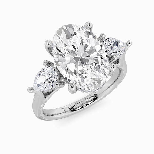 Lab Grown Oval Brilliant Cut Trilogy Engagement Ring -1.50ct+