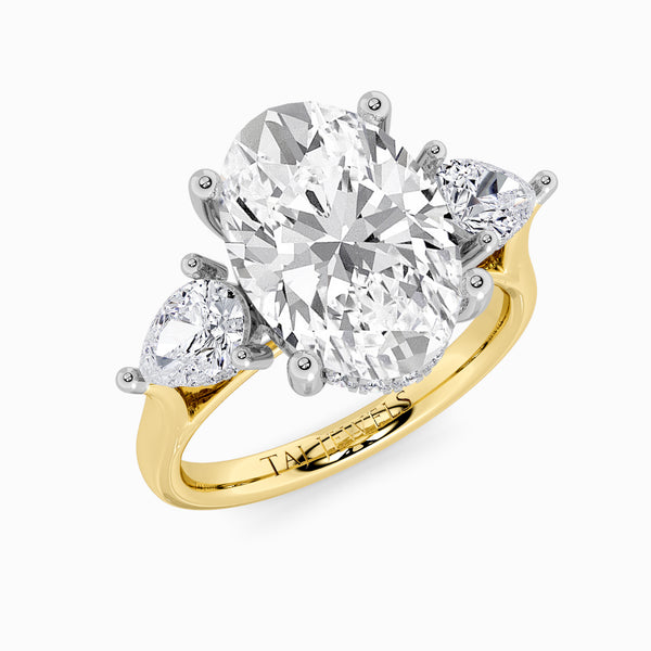 Lab Grown Oval Brilliant Cut Trilogy Engagement Ring -1.50ct+