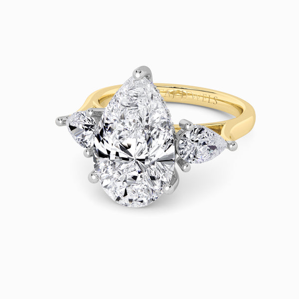Lab Grown Pear Brilliant Cut Trilogy Engagement Ring -1.50ct+