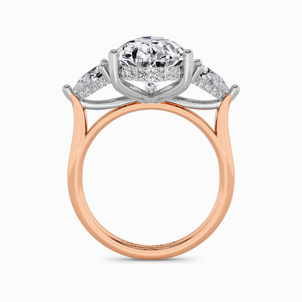 Lab Grown Pear Brilliant Cut Trilogy Engagement Ring -1.50ct+