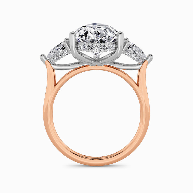 Lab Grown Pear Brilliant Cut Trilogy Engagement Ring -1.50ct+