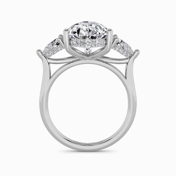 Lab Grown Pear Brilliant Cut Trilogy Engagement Ring -1.50ct+