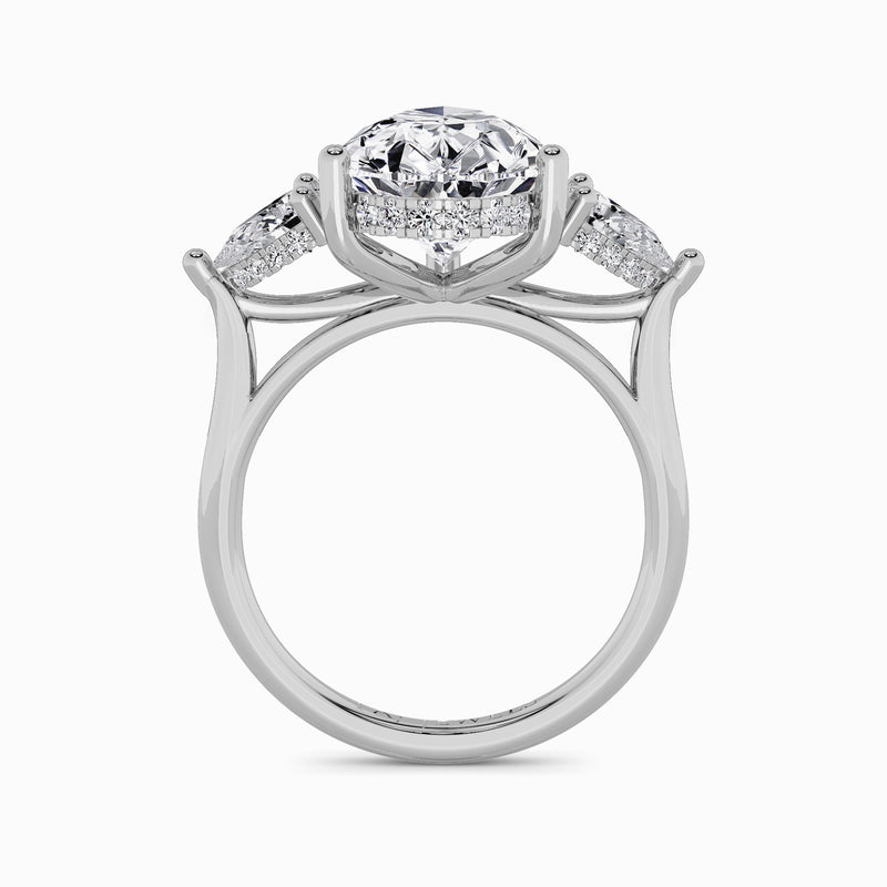 Lab Grown Pear Brilliant Cut Trilogy Engagement Ring -1.50ct+