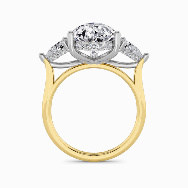 Lab Grown Pear Brilliant Cut Trilogy Engagement Ring -1.50ct+