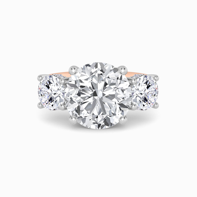 Lab Grown Round Brilliant Cut Trilogy Engagement Ring -1.50ct+