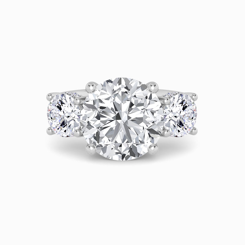 Lab Grown Round Brilliant Cut Trilogy Engagement Ring -1.50ct+