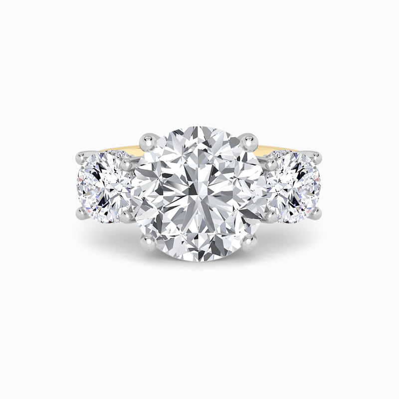 Lab Grown Round Brilliant Cut Trilogy Engagement Ring -1.50ct+