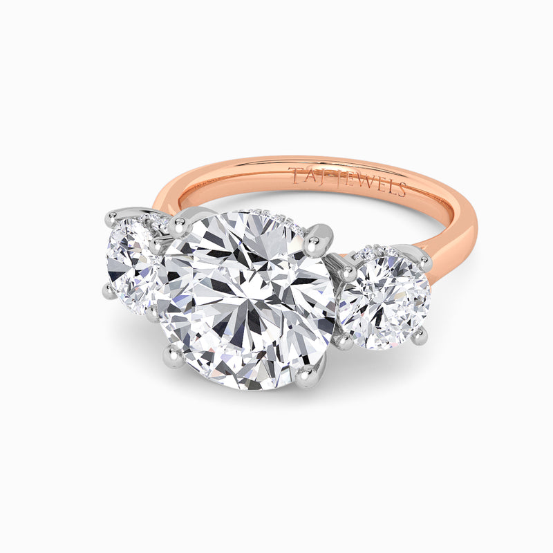 Lab Grown Round Brilliant Cut Trilogy Engagement Ring -1.50ct+