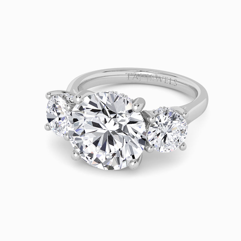 Lab Grown Round Brilliant Cut Trilogy Engagement Ring -1.50ct+