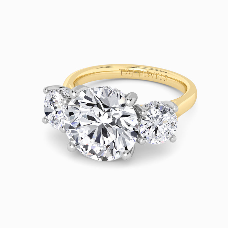 Lab Grown Round Brilliant Cut Trilogy Engagement Ring -1.50ct+