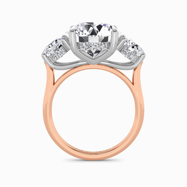 Lab Grown Round Brilliant Cut Trilogy Engagement Ring -1.50ct+