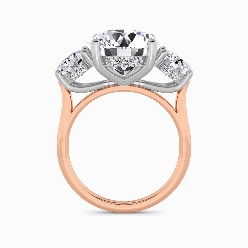 Lab Grown Round Brilliant Cut Trilogy Engagement Ring -1.50ct+