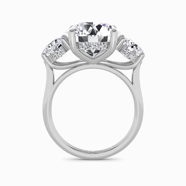 Lab Grown Round Brilliant Cut Trilogy Engagement Ring -1.50ct+